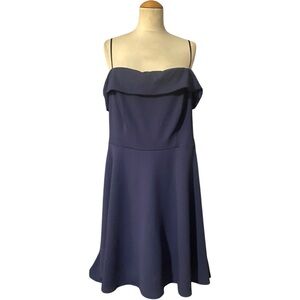 B.Darlin Off Shoulder Fit Flare Dress Navy 18W